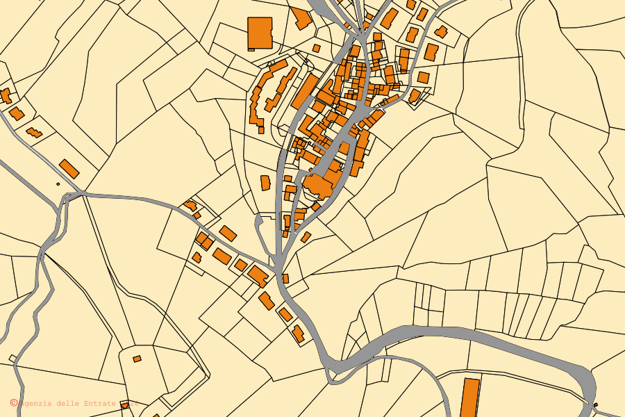 Mappa catastale del centro di Velo Veronese: particelle e fabbricati, cartografia Agenzia delle Entrate