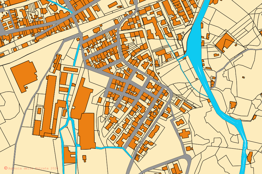 Mappa catastale del centro di Venetico: particelle e fabbricati, cartografia Agenzia delle Entrate