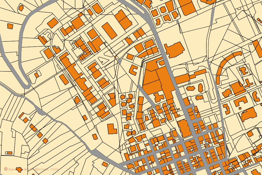 Mappa catastale del centro di Venosa: particelle e fabbricati, cartografia Agenzia delle Entrate