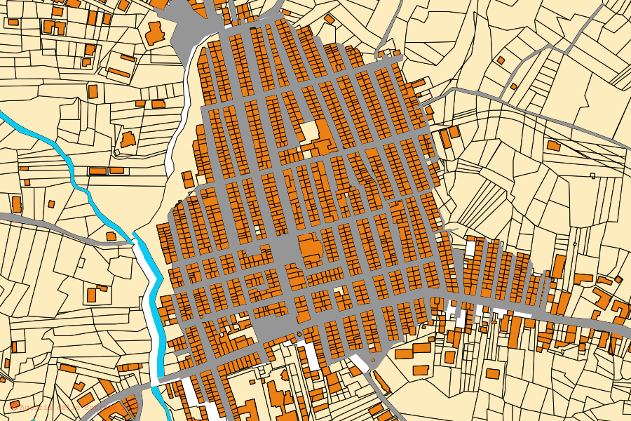Mappa catastale del centro di Ventimiglia di Sicilia: particelle e fabbricati, cartografia Agenzia delle Entrate
