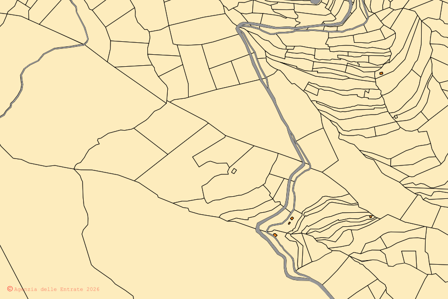 Mappa catastale del centro di Vessalico: particelle e fabbricati, cartografia Agenzia delle Entrate