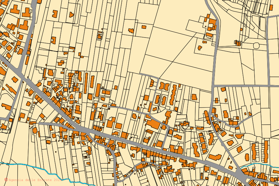 Mappa catastale del centro di Vetralla: particelle e fabbricati, cartografia Agenzia delle Entrate