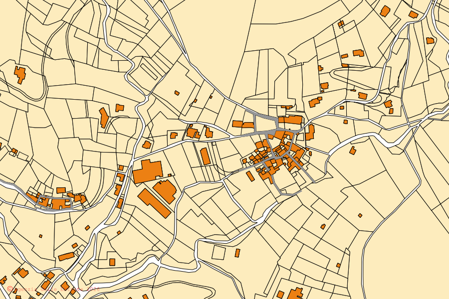 Mappa catastale del centro di Viadanica: particelle e fabbricati, cartografia Agenzia delle Entrate