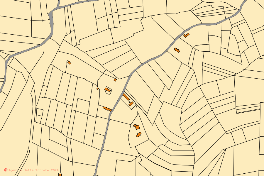 Mappa catastale del centro di Vignale Monferrato: particelle e fabbricati, cartografia Agenzia delle Entrate