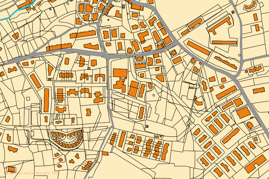 Mappa catastale del centro di Vignanello: particelle e fabbricati, cartografia Agenzia delle Entrate
