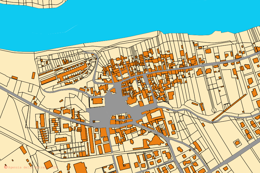 Mappa catastale del centro di Vignole Borbera: particelle e fabbricati, cartografia Agenzia delle Entrate
