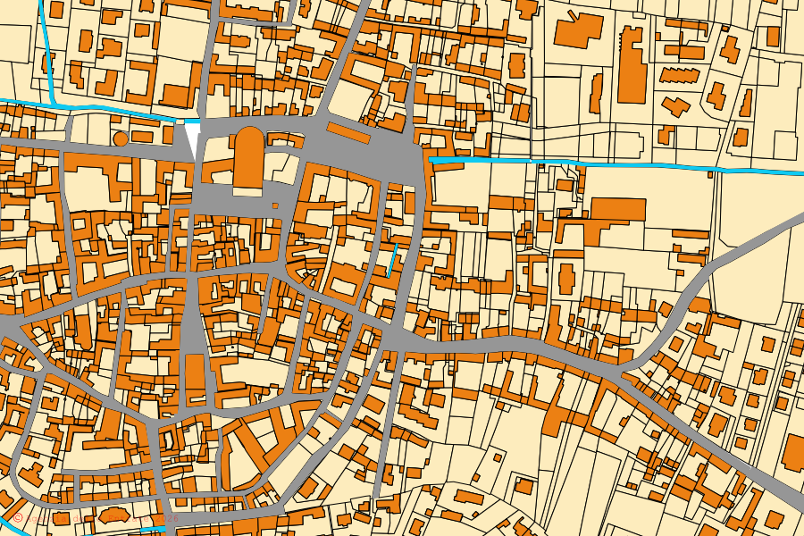 Mappa catastale del centro di Vigone: particelle e fabbricati, cartografia Agenzia delle Entrate