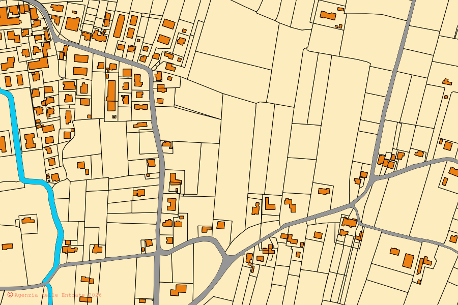 Mappa catastale del centro di Vigonovo: particelle e fabbricati, cartografia Agenzia delle Entrate