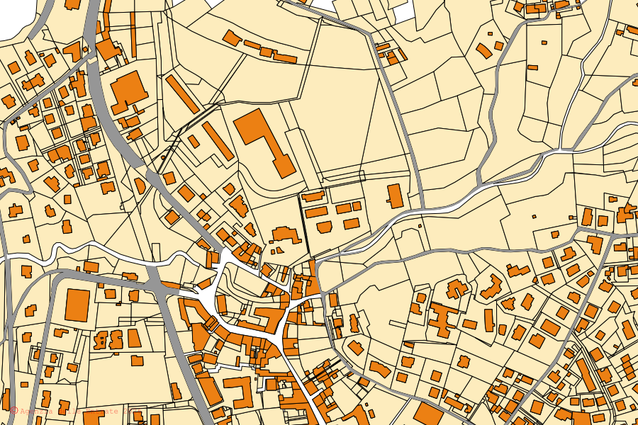 Mappa catastale del centro di Villa d'Almè: particelle e fabbricati, cartografia Agenzia delle Entrate