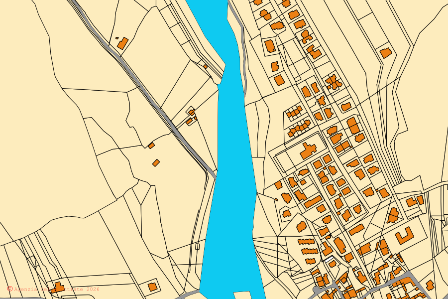 Mappa catastale del centro di Villa San Pietro: particelle e fabbricati, cartografia Agenzia delle Entrate