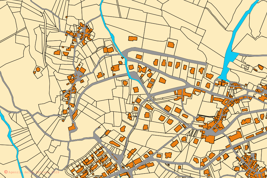 Mappa catastale del centro di Villa Santa Lucia: particelle e fabbricati, cartografia Agenzia delle Entrate