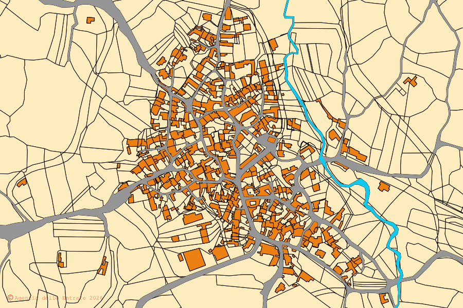 Mappa catastale del centro di Villa Verde: particelle e fabbricati, cartografia Agenzia delle Entrate