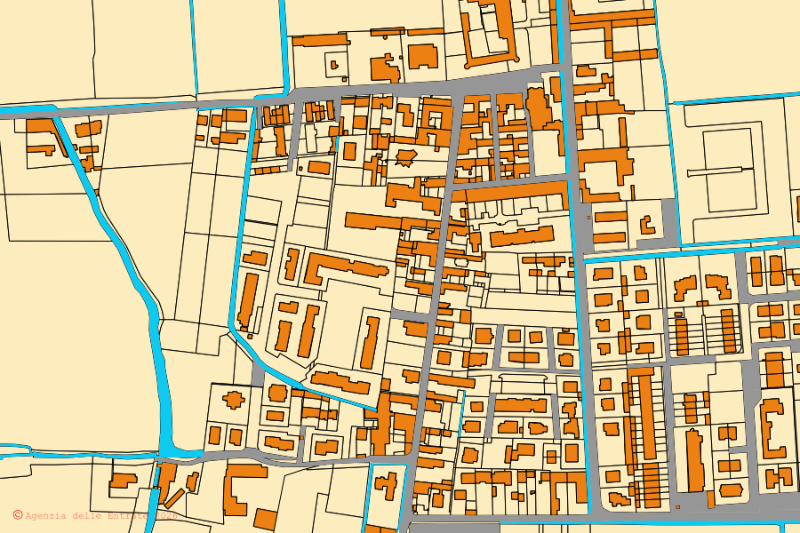 Mappa catastale del centro di Villachiara: particelle e fabbricati, cartografia Agenzia delle Entrate
