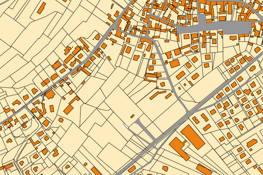 Mappa catastale del centro di Villafranca d'Asti: particelle e fabbricati, cartografia Agenzia delle Entrate