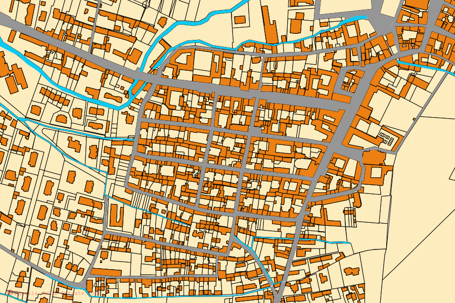 Mappa catastale del centro di Villafranca Piemonte: particelle e fabbricati, cartografia Agenzia delle Entrate