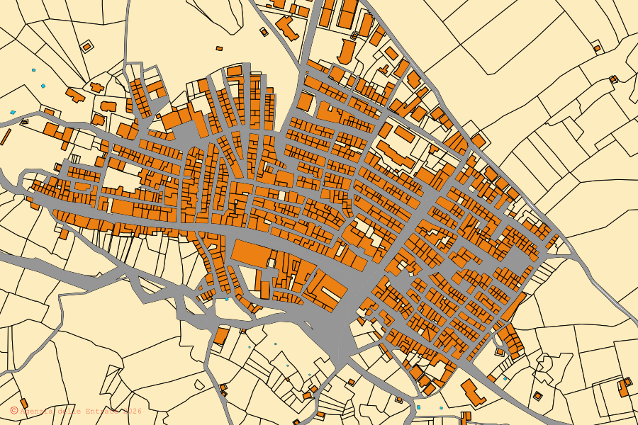 Mappa catastale del centro di Villafranca Sicula: particelle e fabbricati, cartografia Agenzia delle Entrate