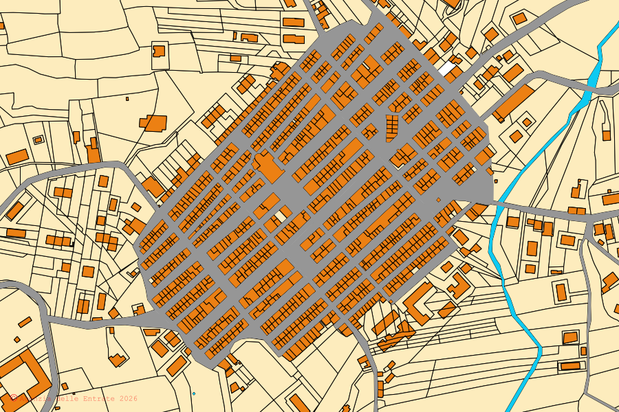 Mappa catastale del centro di Villalba: particelle e fabbricati, cartografia Agenzia delle Entrate