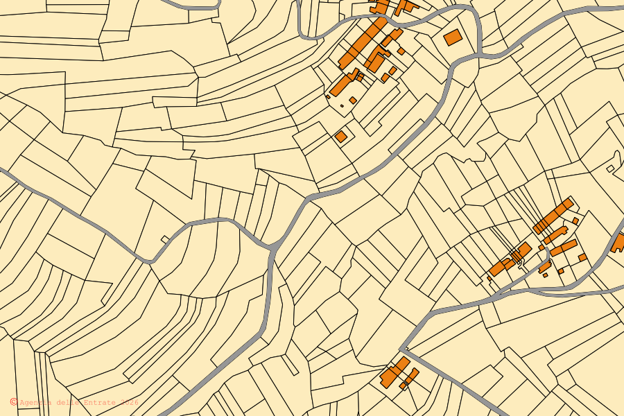 Mappa catastale del centro di Villamiroglio: particelle e fabbricati, cartografia Agenzia delle Entrate