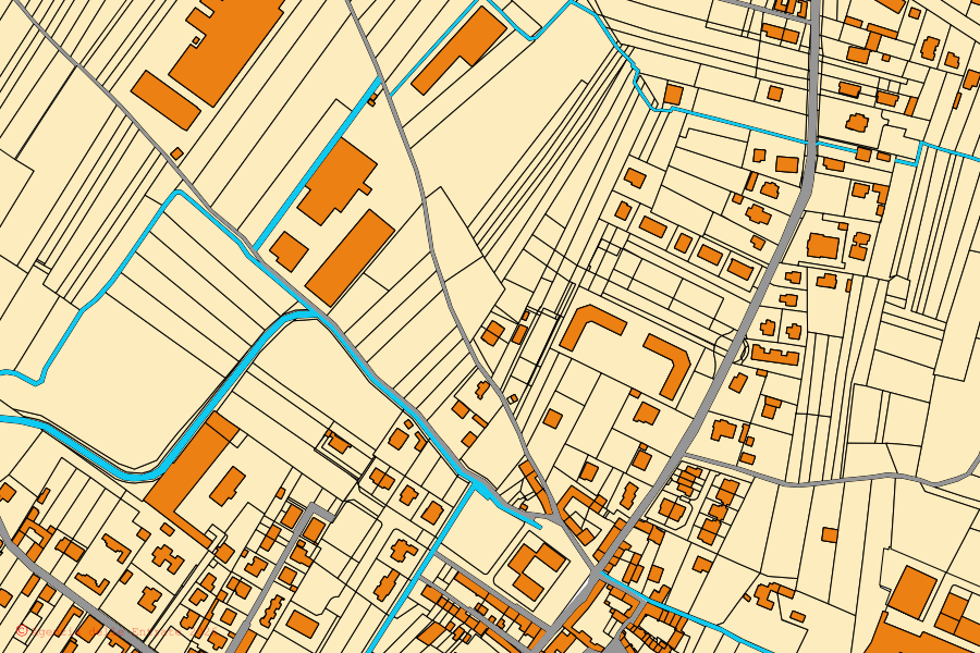 Mappa catastale del centro di Villanova Canavese: particelle e fabbricati, cartografia Agenzia delle Entrate