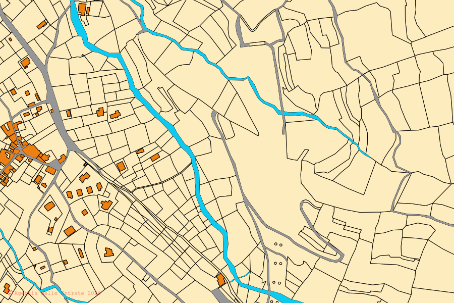 Mappa catastale del centro di Villanova d'Albenga: particelle e fabbricati, cartografia Agenzia delle Entrate