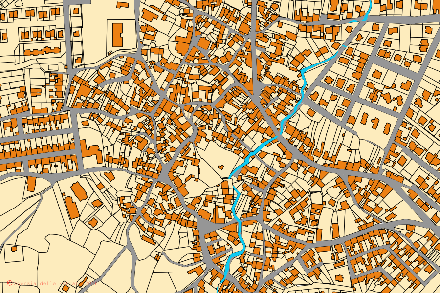 Mappa catastale del centro di Villaurbana: particelle e fabbricati, cartografia Agenzia delle Entrate