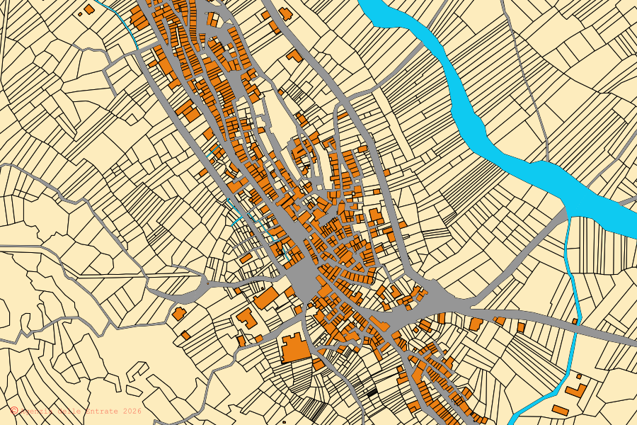 Mappa catastale del centro di Villavallelonga: particelle e fabbricati, cartografia Agenzia delle Entrate