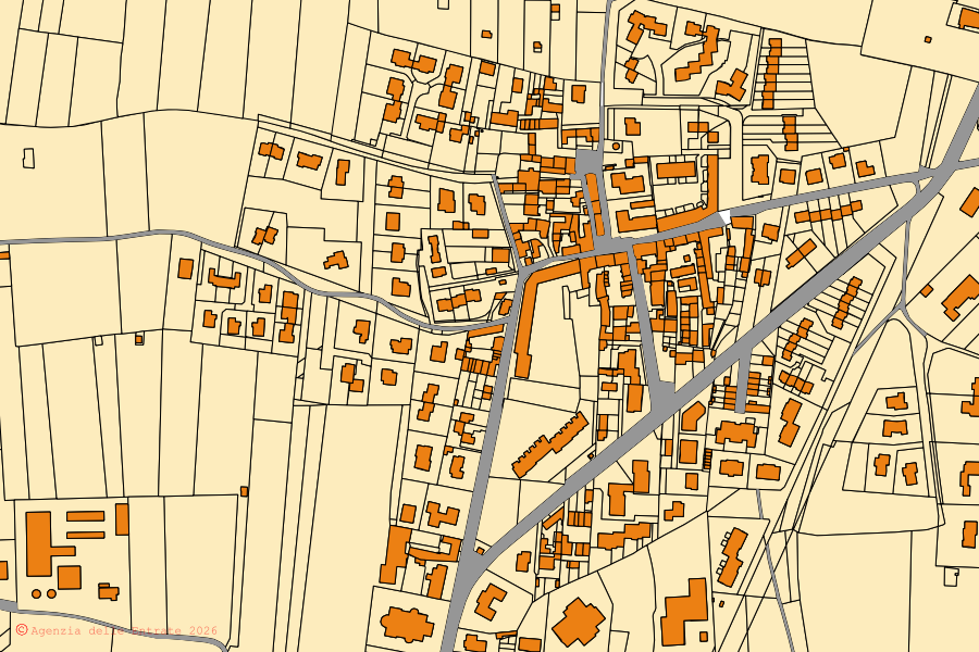 Mappa catastale del centro di Vimercate: particelle e fabbricati, cartografia Agenzia delle Entrate