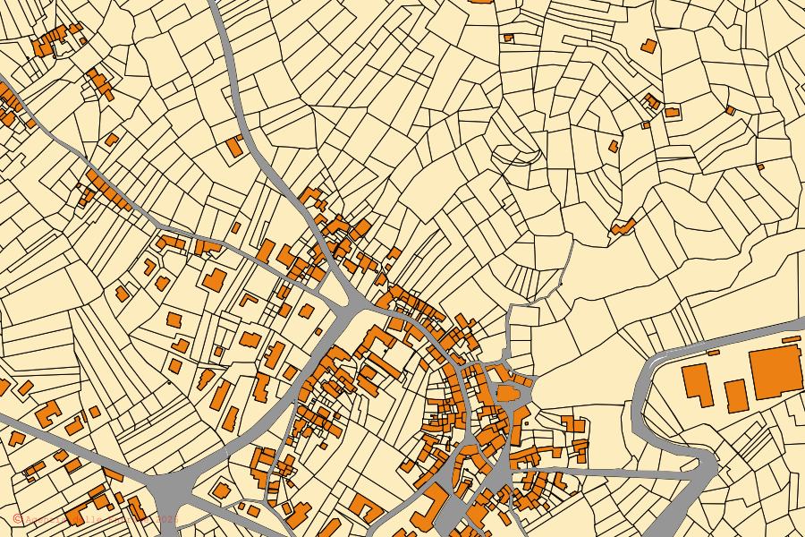 Mappa catastale del centro di Vistrorio: particelle e fabbricati, cartografia Agenzia delle Entrate