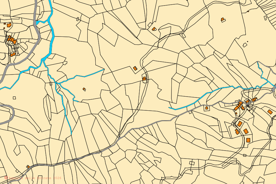 Mappa catastale del centro di Vito d'Asio: particelle e fabbricati, cartografia Agenzia delle Entrate