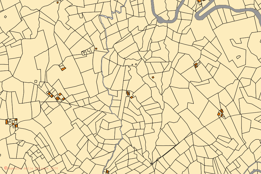 Mappa catastale del centro di Viù: particelle e fabbricati, cartografia Agenzia delle Entrate