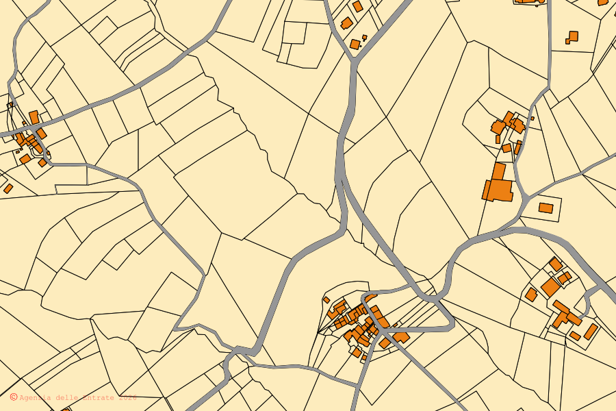 Mappa catastale del centro di Volpara: particelle e fabbricati, cartografia Agenzia delle Entrate