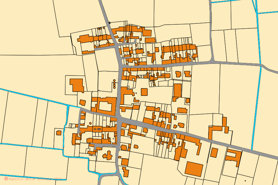 Mappa catastale del centro di Voltido: particelle e fabbricati, cartografia Agenzia delle Entrate