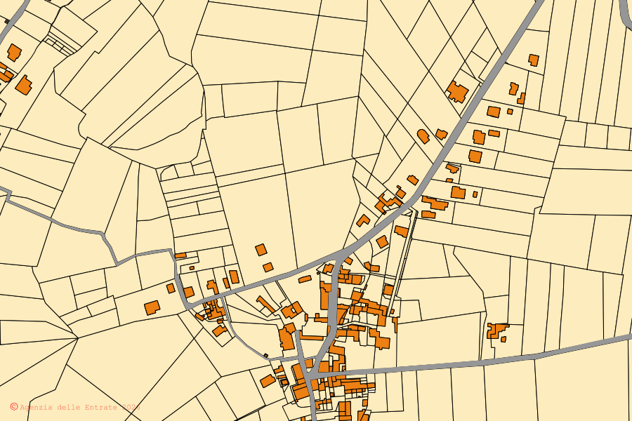 Mappa catastale del centro di Zenevredo: particelle e fabbricati, cartografia Agenzia delle Entrate