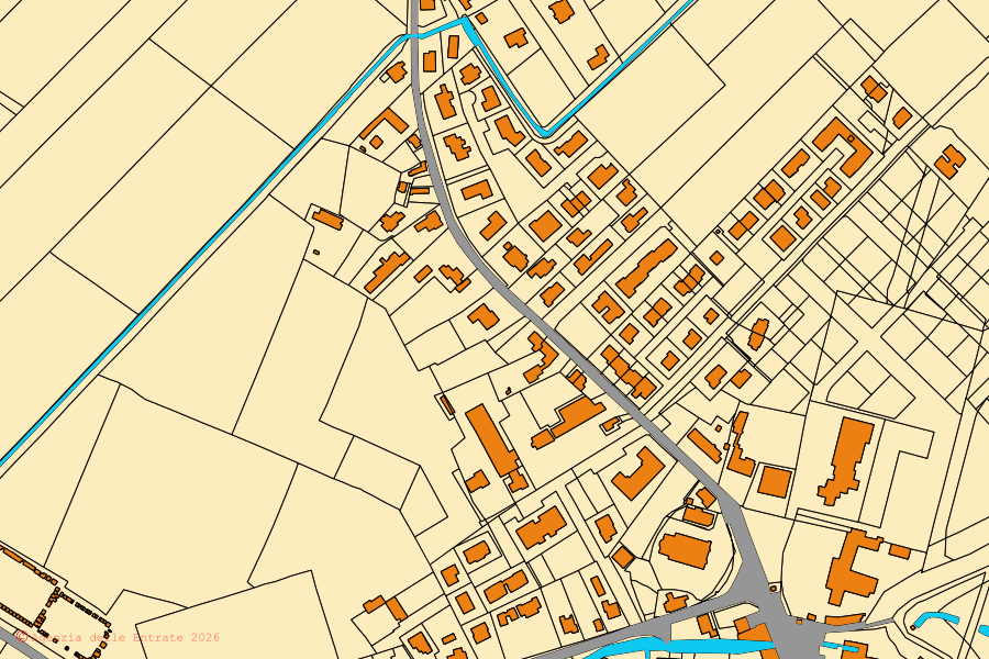 Mappa catastale del centro di Zenson di Piave: particelle e fabbricati, cartografia Agenzia delle Entrate