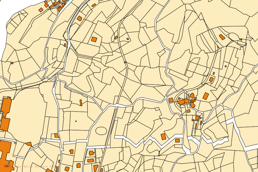 Mappa catastale del centro di Zogno: particelle e fabbricati, cartografia Agenzia delle Entrate