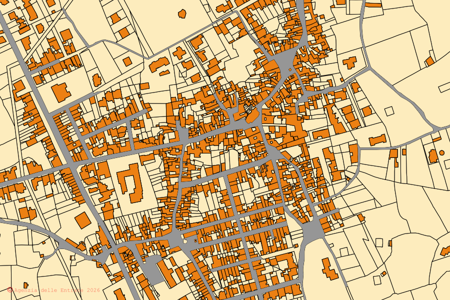 Mappa catastale del centro di Zollino: particelle e fabbricati, cartografia Agenzia delle Entrate